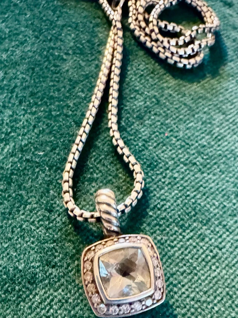 David Yurman Sterling Ring and necklace with diamonds